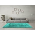 thumbnail image 3 of Ahgly Company Machine Washable Indoor Round Abstract Turquoise Blue Contemporary Area Rugs, 6' Round, 3 of 4
