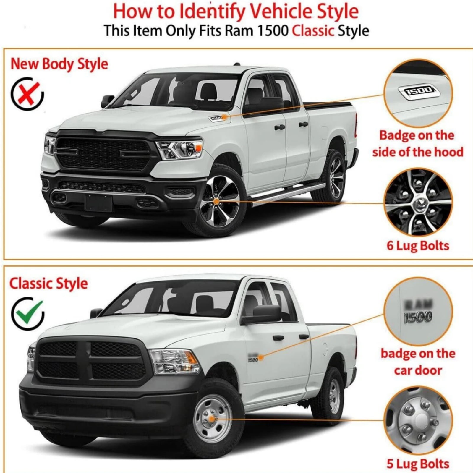 Ladcaser Running Boards Bolt-on Side Steps Nerf Bar Compatible for Dodge Ram 1500 Crew Cab 2009 2010 2011 2012 2013 2014 2015 2016 2017 2018