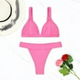 thumbnail image 5 of Women's Bikinis Bathing Suits Spaghetti Straps Bandeau Bras V-Strings Soft Stretch Breathable Beach Vacation Swimwear 2 Piece Swimsuits Sets, 5 of 5