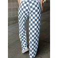 thumbnail image 2 of Pantalones Acelit a cuadros casuales para mujer con cintura elástica, color azul, 2 of 5