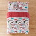 thumbnail image 6 of Levtex Home - Santa Claus Lane Quilt Set - King Quilt (106x92in.) + Two King Pillow Shams (36x20in. ) - Christmas Script - Red, Teal, Yellow, Green, Black and White - Reversible, 6 of 6
