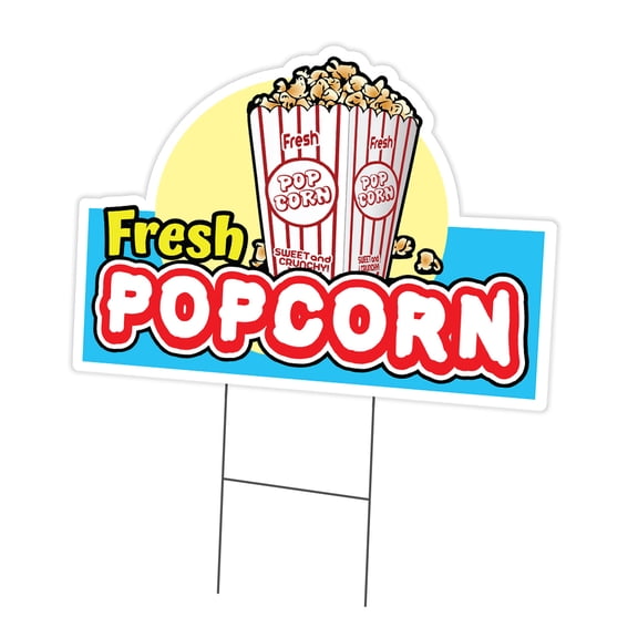 SignMission C-DC-1216-Fresh Popcorn 12 x 16 in. Yard Sign & Stake - Fresh Popcorn
