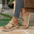 thumbnail image 4 of Rokment Orthopedic Platform Sandals for Women 2026 Comfortable Buckles Open Toe Memory Foam Wedge Walking Slides with Arch Support Beach Summer Khaki Size 6, 4 of 6