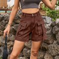 thumbnail image 5 of Cargo Denim Shorts for Women High Waisted Relaxed Fit Jorts Casual Trendy Summer Hot Pants with Pockets, 5 of 7