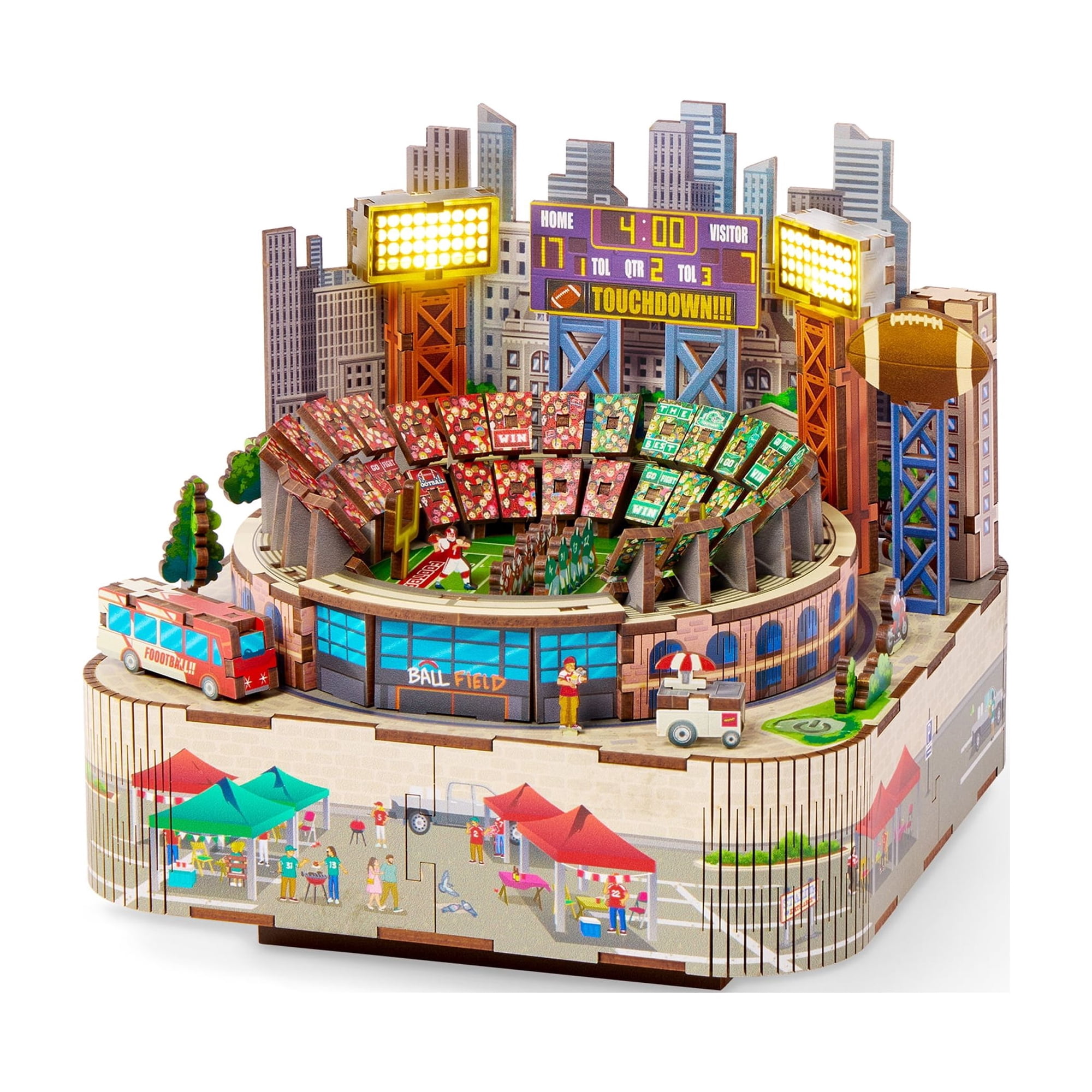Arkitec 177-Piece Football Stadium Miniscape 3D Build Wooden Puzzle