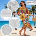 thumbnail image 6 of Xixirimido Retro 60s Hippie Flower Print Women's Kaftan Dresses Plus Size Beach Cover Up V-Neck Batwing Sleeve Swimsuit Coverup Summer Caftan Dress, 6 of 7