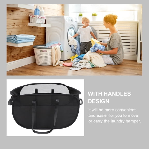 LOLIPPYY Foldable Black Laundry Basket with Handles, Sturdy and Portable Clothes Storage Organizer for Home
