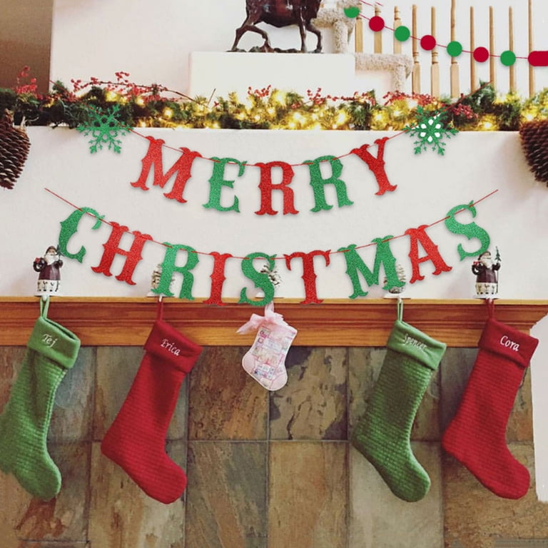 Kerstbanner Set – 2 Stuks – “Merry Christmas” – 180x30 Cm – Met Sterren & Sneeuwpop – Scheurvaste Stof – Voor Binnen & Buiten – Herbruikbaar