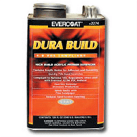 Fibre glass Evercoat 102274 Fast Drying Dura Build Acrylic Primer, 1 gal Round Can, Gray, 1200 sq-ft/gal Coverage