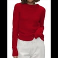 thumbnail image 2 of Suéter Básico de Cuello Redondo para Mujer, Jersey de Larga y Cuello Redondo. Rojo L, 2 of 9