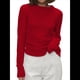 thumbnail image 2 of Suéter Básico de Cuello Redondo para Mujer, Jersey de Larga y Cuello Redondo. Rojo M, 2 of 9