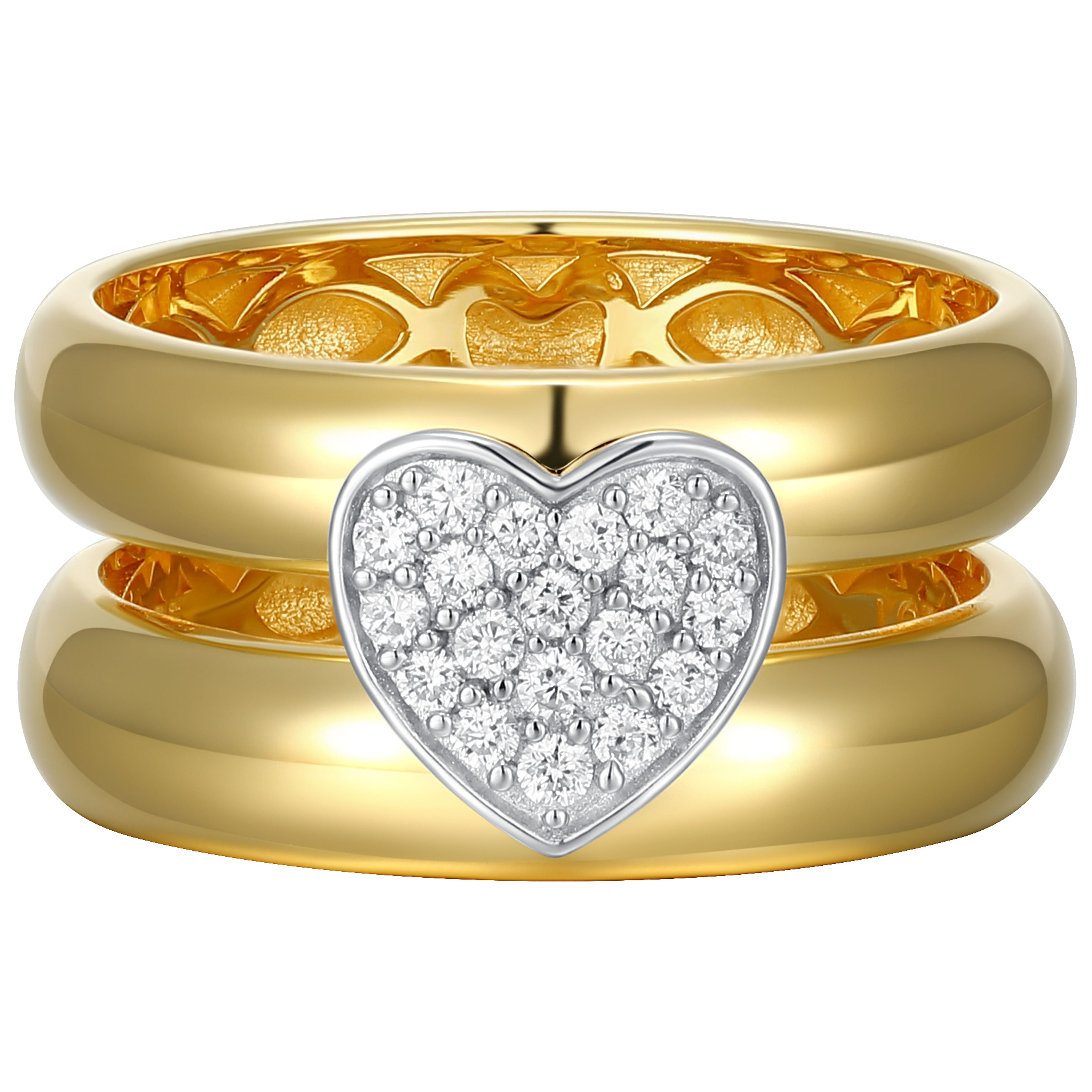 Forever Facets 1/5 CT TW Lab Grown Diamond Ring in 18K Gold over Sterling Silver, Adult Female