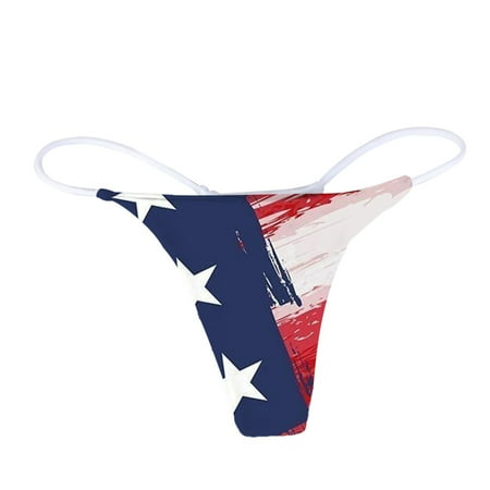 

Booker Womens Thong Underwear Everyday Printed Panties Independence Day Comfort Soft Low Rise Panties