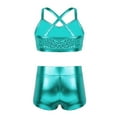 thumbnail image 2 of TSSOE Kids Girls 2-Piece Gymnastic Leotard Sequins Crop Top Booty Shorts Ballet Dance Tankini Sets Lake_Blue 6, 2 of 6