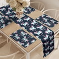 thumbnail image 2 of Ambesonne Cartoon Table Runner & Placemats, Carousel Horses, Placemat 4 pcs + Runner 16"x90", Pale Blue Indigo Pink, 2 of 2