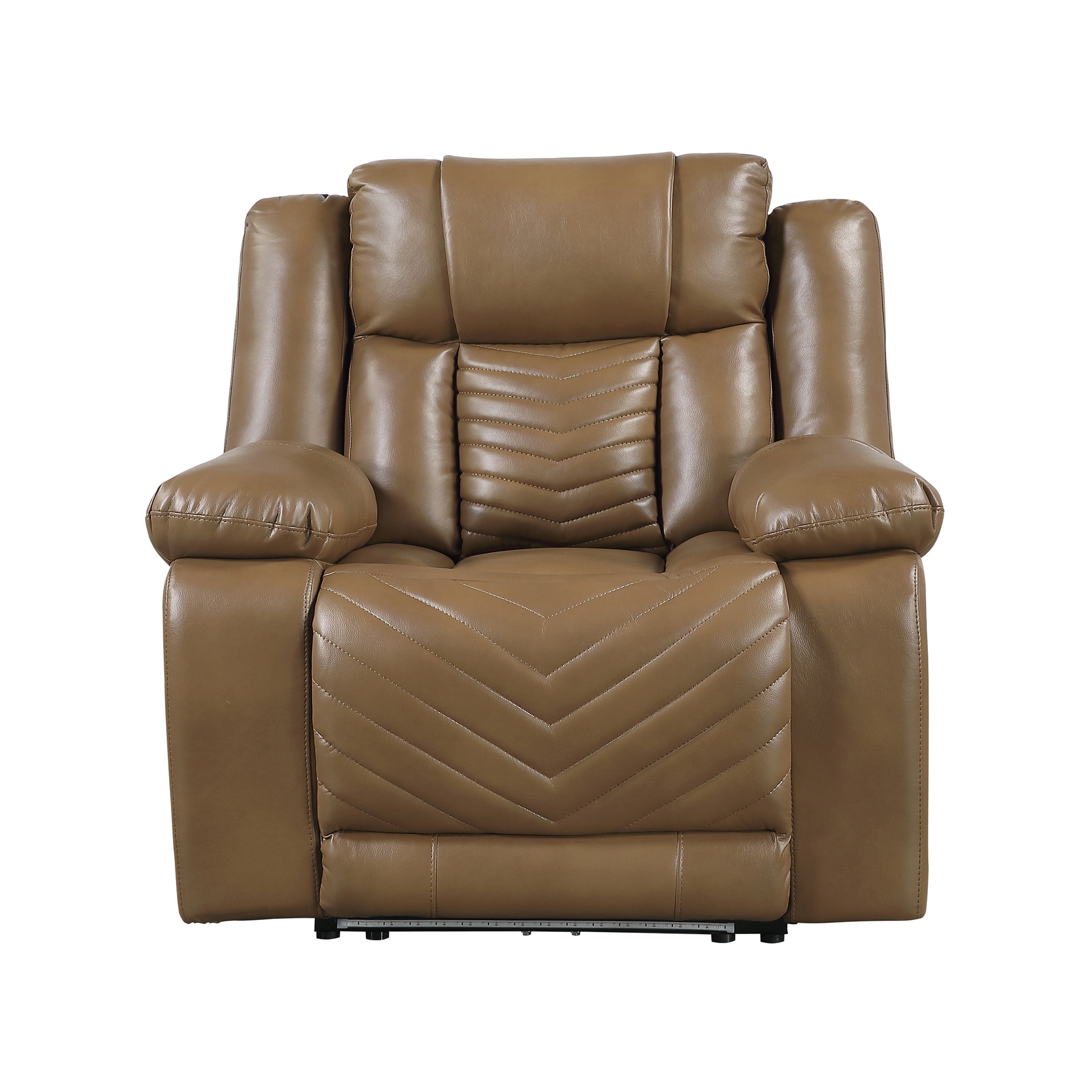 OakvillePark Orinthal Faux Leather Living Room Power Recliner with LED and Charging Ports, Brown