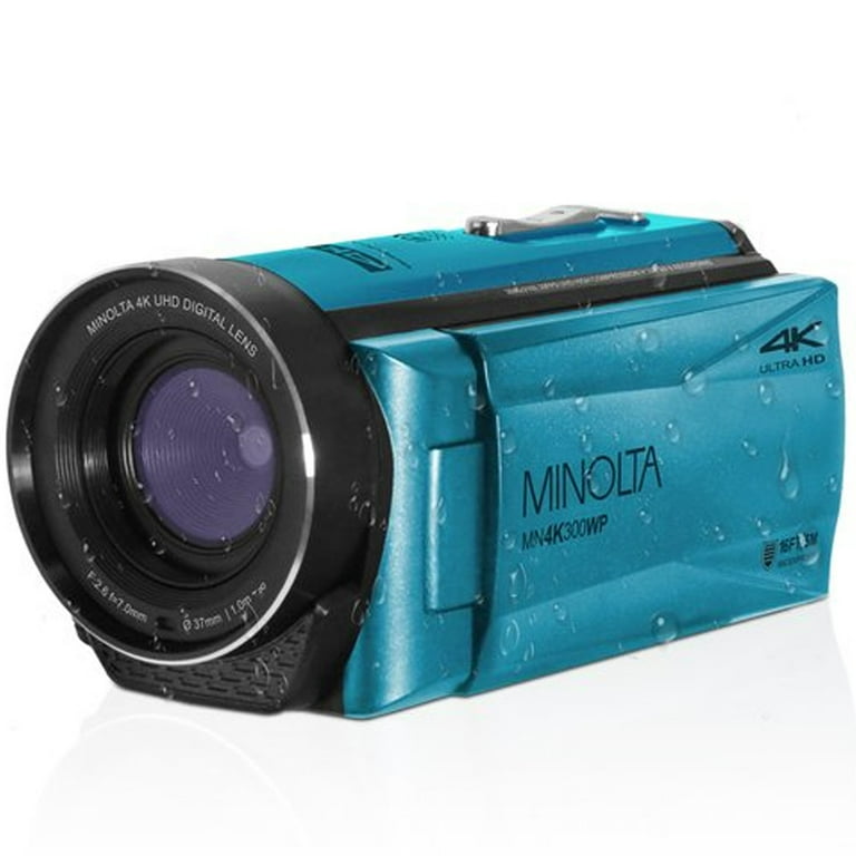 Minolta MN4K300WP 4K Ultra HD / 56 MP Waterproof Camcorder, Blue