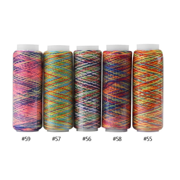 AUQ Quilting Thread,Multicolor Thread Spools,5pcs Multicolor Gradient Sewing Quilting Embroidery Thread Spools Garment Accessory