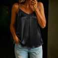 thumbnail image 6 of Satin Undershirts for Women V-Neck Lace Trim Cami Top Women's Elegant Summer Tank Tops Black M, 6 of 6