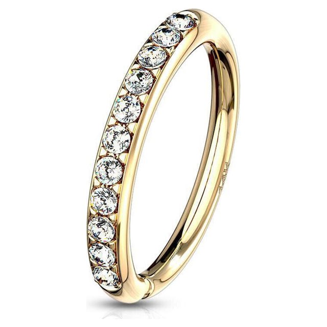 Bendable Hoop Rings For Ear Cartilage, Nose 14 Kt Gold CZ Paved