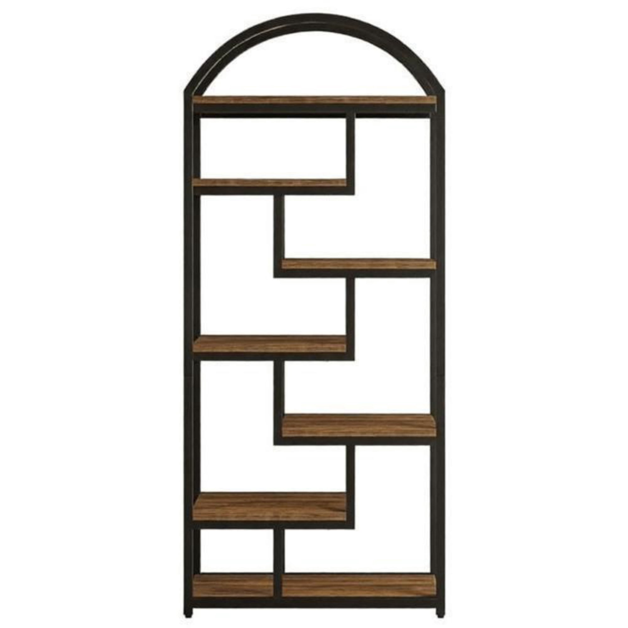 71 Inch Arched Industrial Bookshelf, Open Display Bookcase