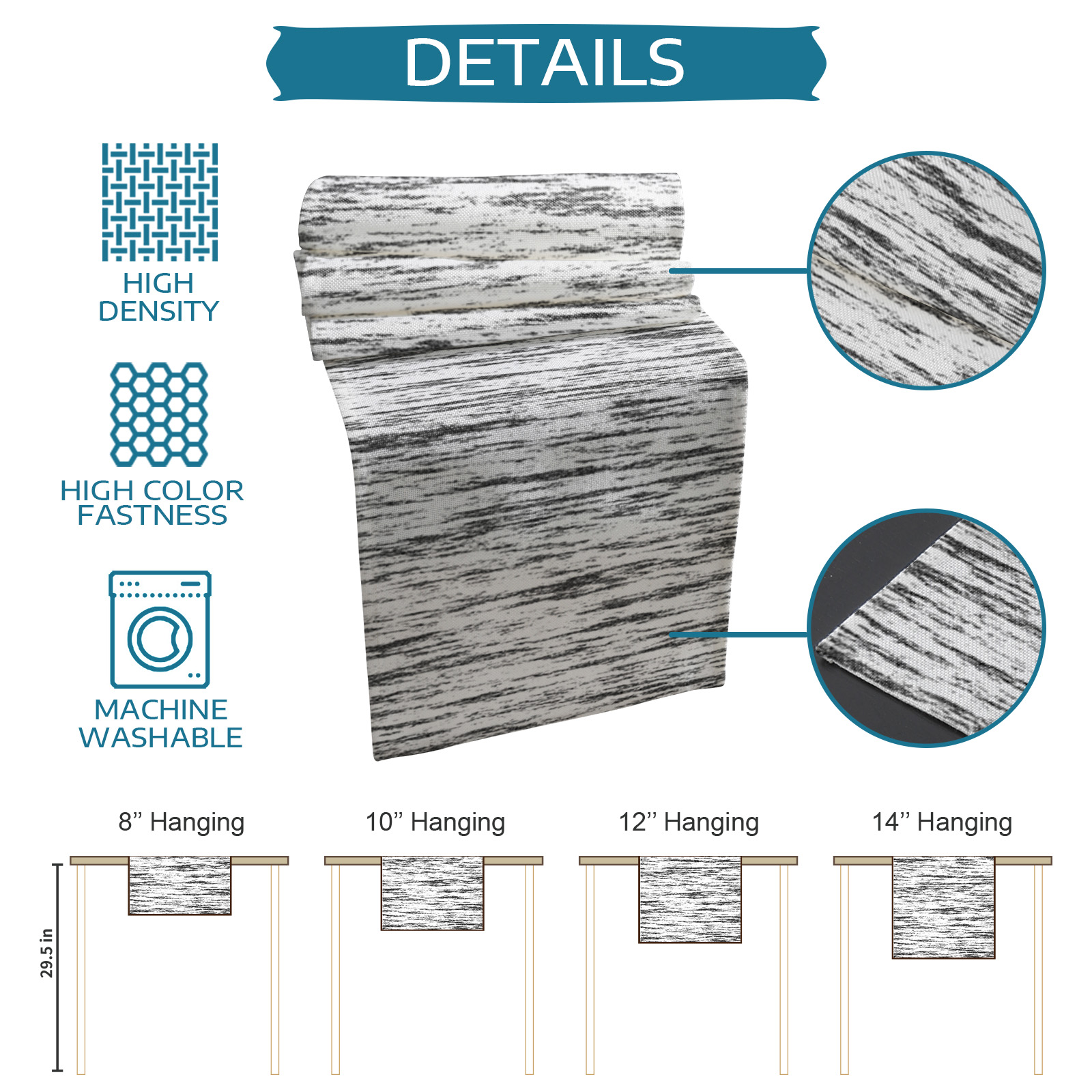 Hokiten Table Runners 72 Inches Long Dress Scarves, Black and White Farmhouse Kitchen/Dining Table Runner, Coffee Tablerunners, Modern Striped Geometric Abstract Art 16x72 Inch