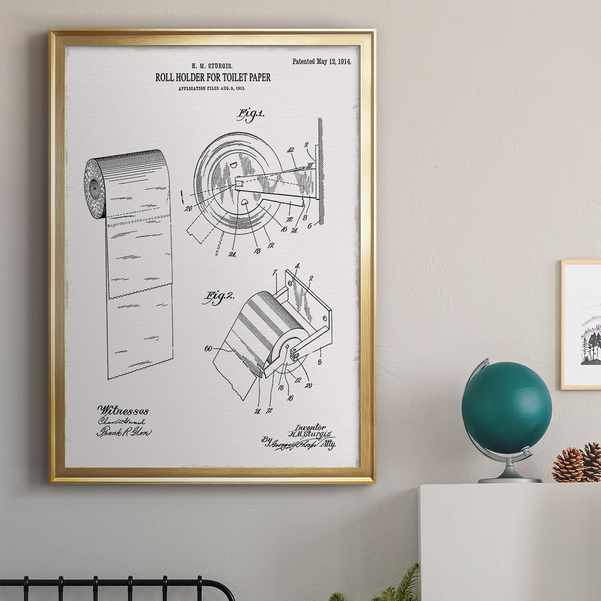 Toilet Paper Patent III Premium Classic Framed Print - Ready to Hang