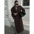thumbnail image 3 of Abrigo de lana con solapa y doble botonadura para mujer, abrigo informal de manga larga con bolsillos, ropa de calle alta, 2024, 3 of 5