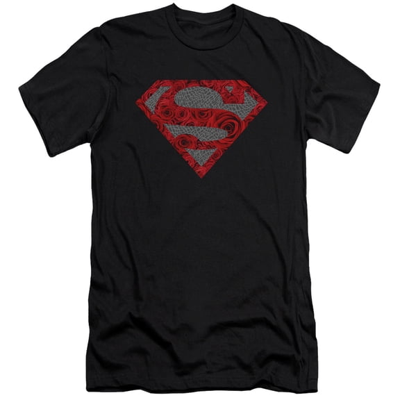 Superman Elephant Rose Shield Premium Adult Slim Fit 30/1 T-Shirt Black