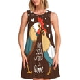 thumbnail image 1 of Easygdp Rooster And Chicken para Vestido Transpirable de Mujer, Vestido Suelto de Manga Corta con Pliegues y Bolsillos para el Verano, 1 of 7