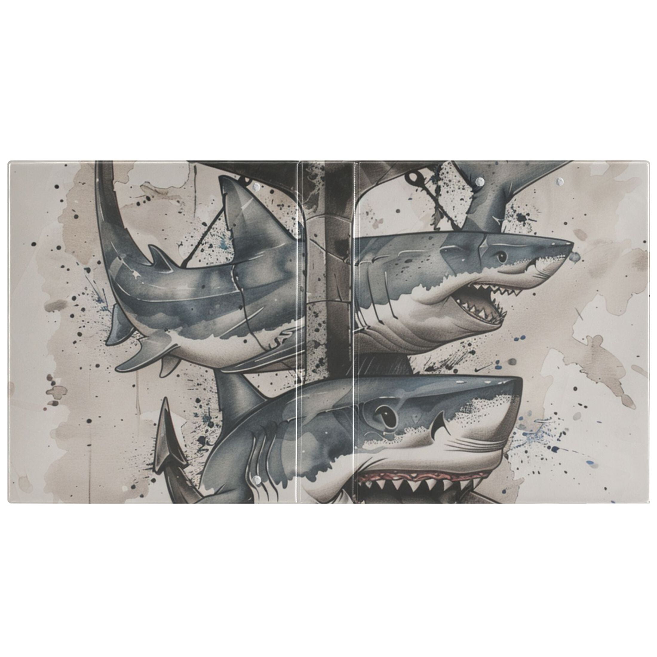 Sharks Anchors 3 Ring Binders 1.5 inch Hardcover File Folders with Interior Pockets A4 Size Organizer for School Office Hospital