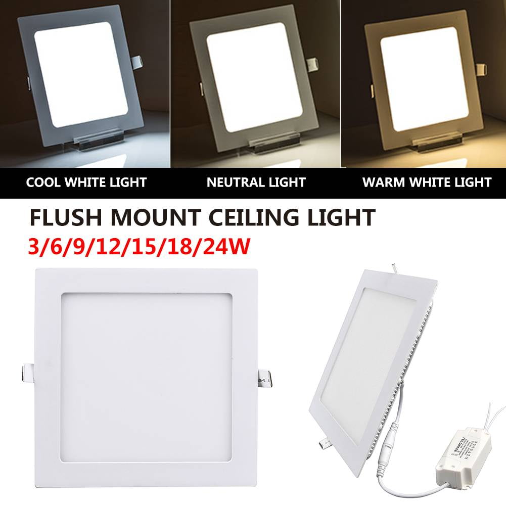 3/6/9/12/15/18/24W Recessed LED Panel Light Round Square Ceiling Downlights US 