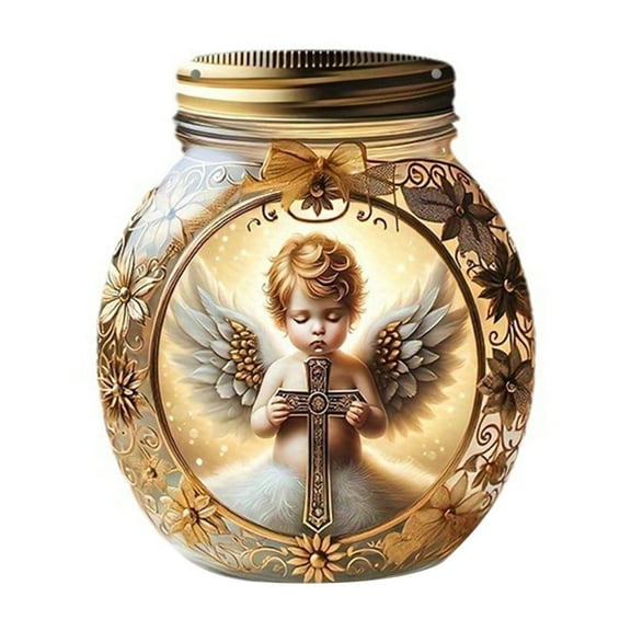 nvzhuang Angel Ornaments Mason Jar and Cross Design Hanging Angel Decoration for Home Yard Decor