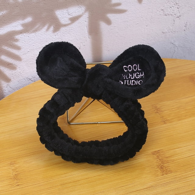 Bonita diadema de felpa con orejas de conejo para el pelo, de franela, antideslizante, accesorios para el pelo de mujer