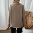 thumbnail image 5 of Wdgfv Women's Pullover Sweater Women's Solid Color Rollover Sweater Loose Fit Knitted Top Round Neck Autumn Winter Casual Fashion Soft Comfortable Cozy, 5 of 9