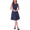 thumbnail image 1 of INSPIRE CHIC Robe Fourreau Sans Manches pour Femme Costume Col Bateau Décontractée Bureau Robes TP Bleu Foncé, 1 of 5
