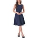 thumbnail image 1 of Vestido sin mangas de corte ajustado para mujer INSPIRE CHIC, con cuello barco, casual, para oficina, talla XS, azul oscuro, 1 of 5