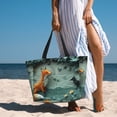 thumbnail image 5 of Kdxio Paper Fox Crow Fantasy for Beach Bag for Women Large Beach Tote Bag Waterproof Sandproof Swim Bag with Zipper Pockets Beach Vacation Travel, 5 of 6