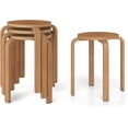 thumbnail image 1 of Songqin Stackable Bentwood Stools Set of 4, 18-Inch Height Backless Counter Chairs with Round Top, Anti-Slip Felt Pad, Portable School Stool for Dining Room, Kitchen, Classroom (Walnut), 1 of 18