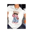 thumbnail image 1 of Cute Bear Print T-shirt Short Sleeve Crew Neck Casual Top for Summer Women's Clothing Tee Streetwear, 1 of 6