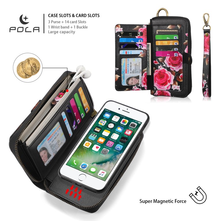 Magnetic Detachable Iphone Plus Wallet Wristlet For IPhone Plus 6S