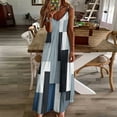 thumbnail image 4 of Blue And Black And Grey Squares Sleeveless Dress Loose Women's Dress Dresses Luxury Evening Dresses, 4 of 9