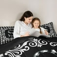 thumbnail image 4 of Feelyou Plaid Letter S Twin Bedding Sets 7-Piece for Kids, Black White Buffalo Bedding Comforter Set, Retro Damask Floral Reversible Sheet Sets, Breathable Home Decor, 4 of 7