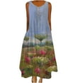 thumbnail image 1 of Leutsin Robe Longue Décontractée pour Femmes à Imprimé, Dégradé, Col Rond, Sans Manches, Grande Taille, 1 of 4