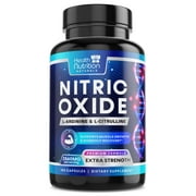 Extra Strength Nitric Oxide Supplement 3X Strength L Arginine, Citrulline Malate, AAKG, Beta Alanine - Premium Muscle Supporting Nitric Booster - Natural Energy & Heart Health Support - 180 Capsules