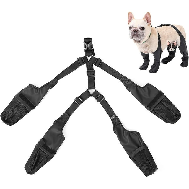 LAICAIW Dog Boots with Suspenders-Adjustable Protective All-Weather Dog Pants,Dog Paw Protector with Auxiliary Strap, Protects from Winter, Cold for Small and Medium Dogs