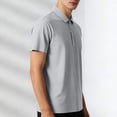 thumbnail image 6 of HOMADLES Mens Polo Shirt Button Ice Silk Soft Men Loose Solid Casual Short Sleeve Golf Men Pique Polo Tee B Gray L, 6 of 6