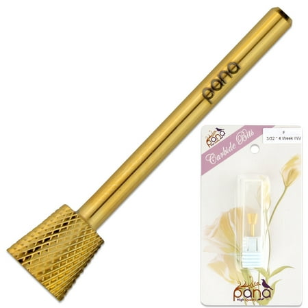 

Pana 3/32 4 Week Inverted Backfill Carbide Nail Drill Bit - Fine Grit - For Electric Dremel Drill Machine (Gold)