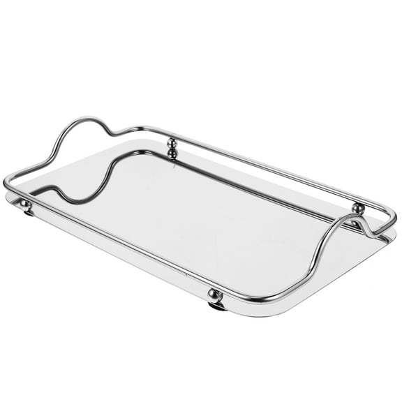 unbranded  Serving Trays with Handles Food Round for Coffee Table Silver