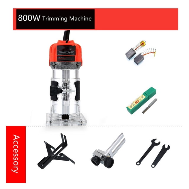 800W Woodworking Electric Trimmer 30000 RPM Wood Engraving Slotting Trimming Machine Carving Router Slotting With Milling Cutter ,Long Lasting
